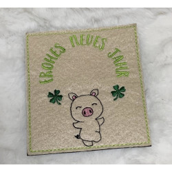 Stickdatei - ITH Kerzenteppich Tasche Schwein